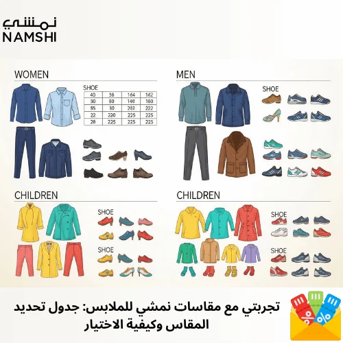 تجربتي مع مقاسات نمشي للملابس جدول تحديد المقاس وكيفية الاختيار